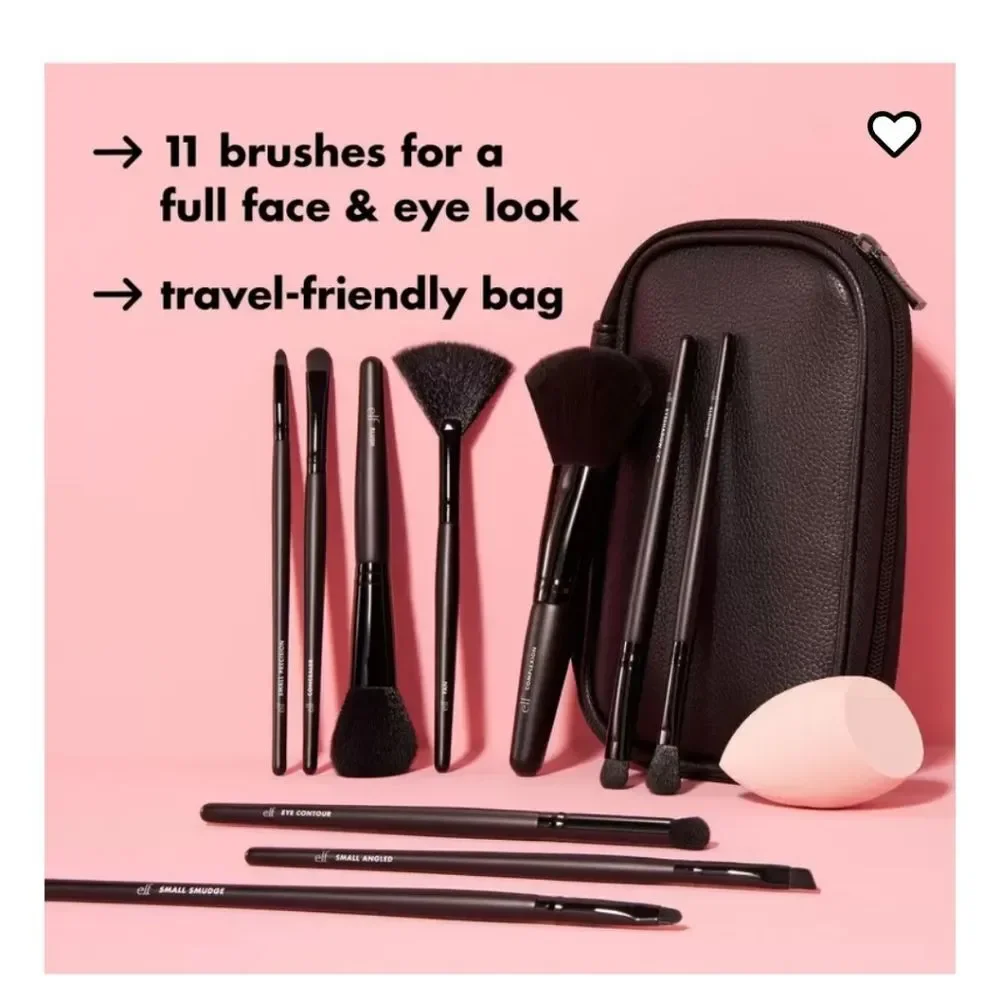ELF Full Face &‎ Eye Makeup Brush Set w/Travel Case